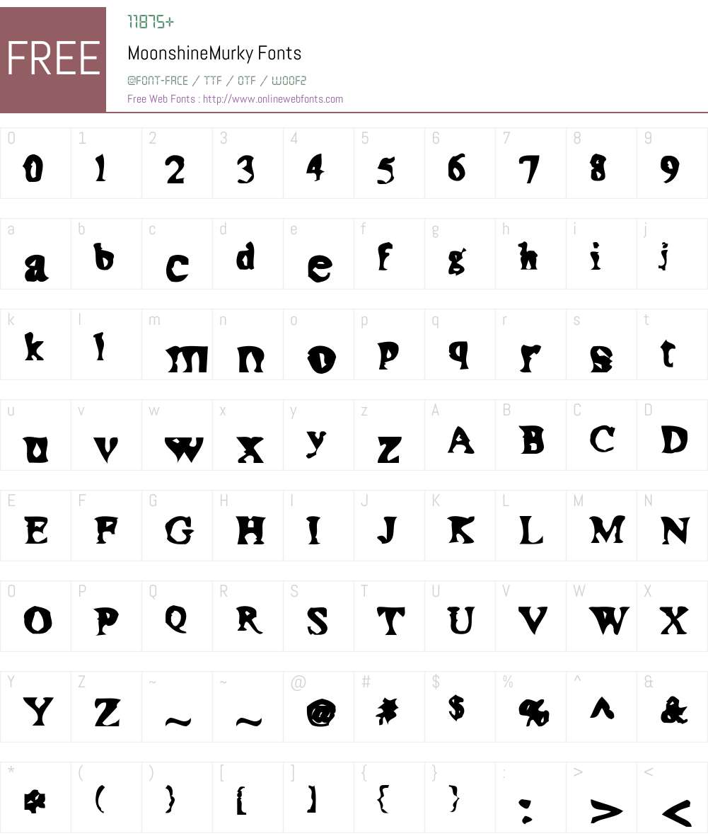 Moonshine Font Screenshots