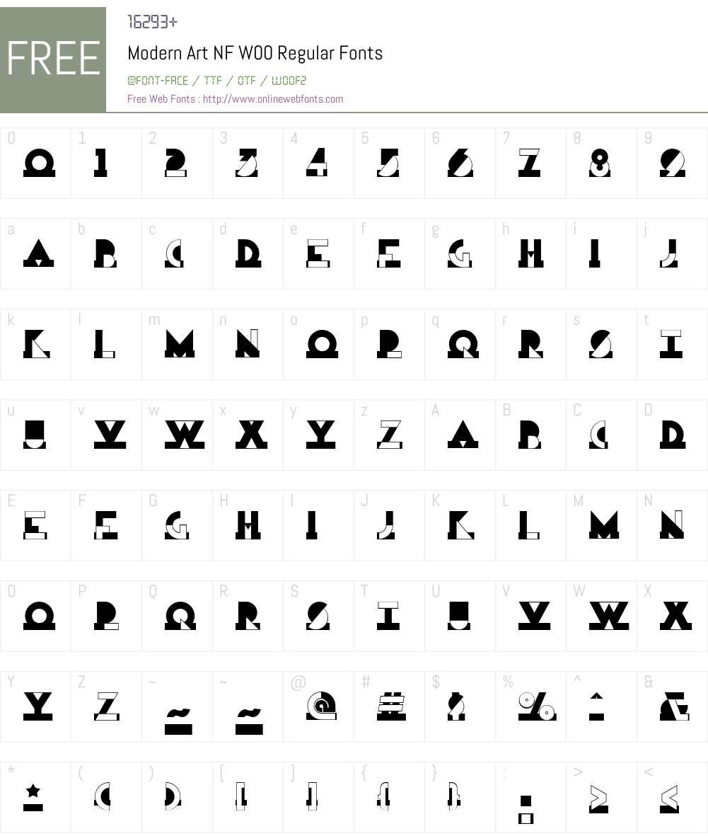ModernArtNFW00-Regular Font Screenshots
