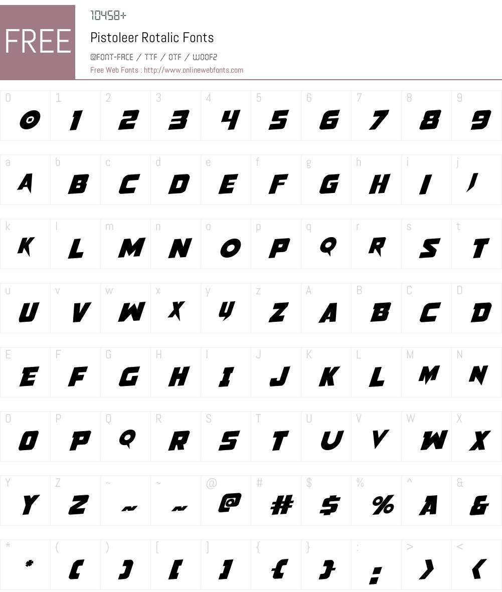 Pistoleer Rotalic Font Screenshots
