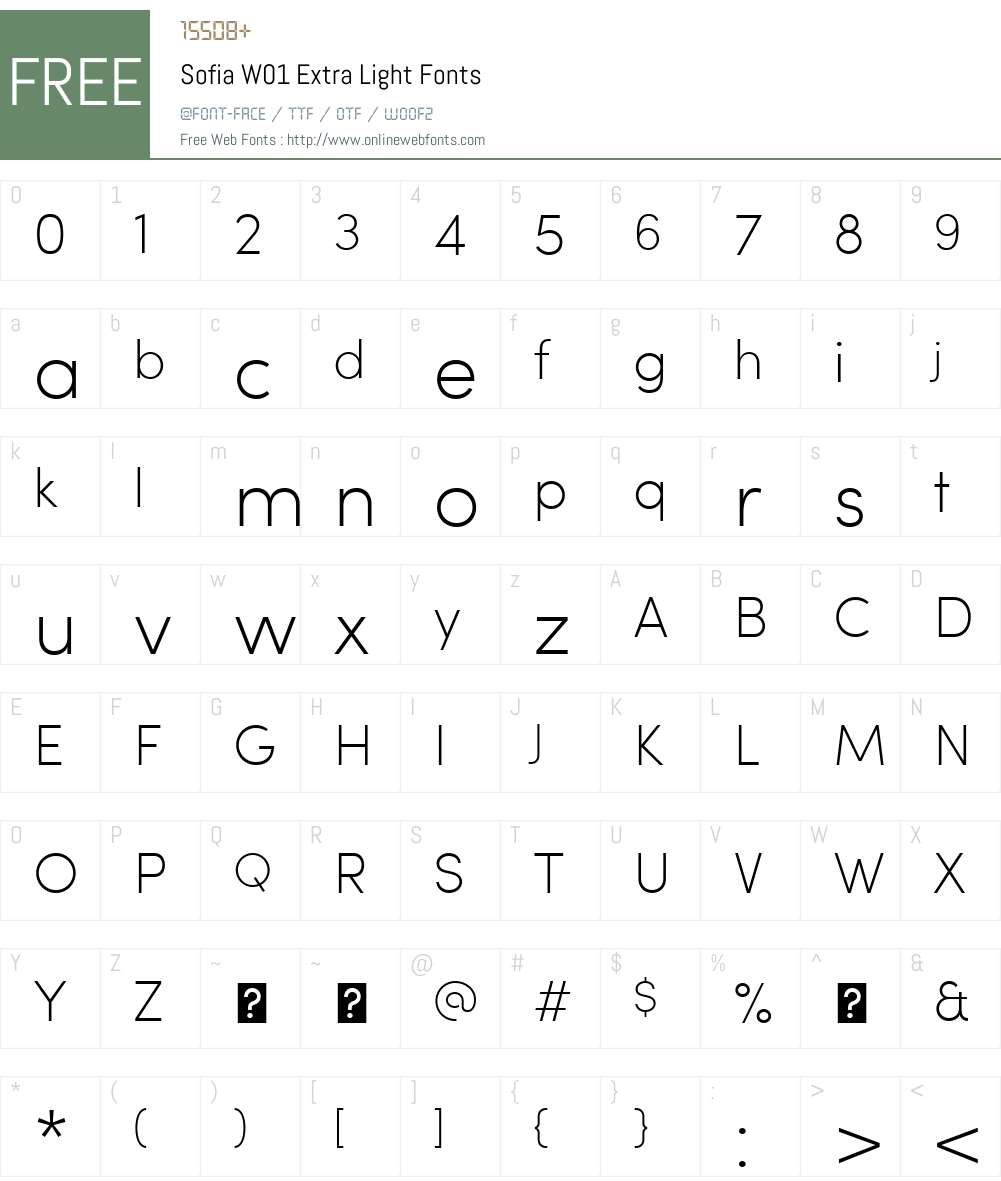 SofiaW01-ExtraLight Font Screenshots