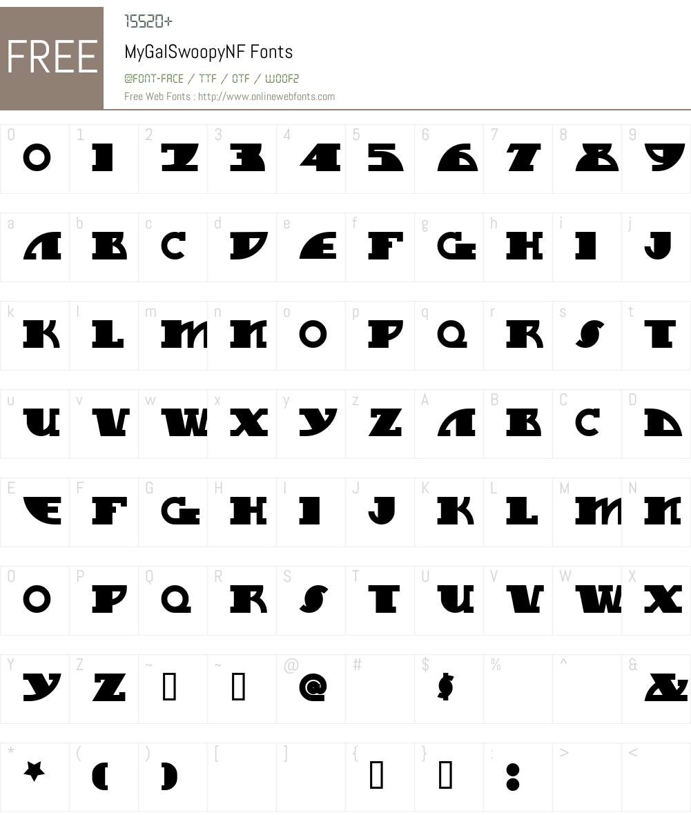 MyGalSwoopyNF Font Screenshots