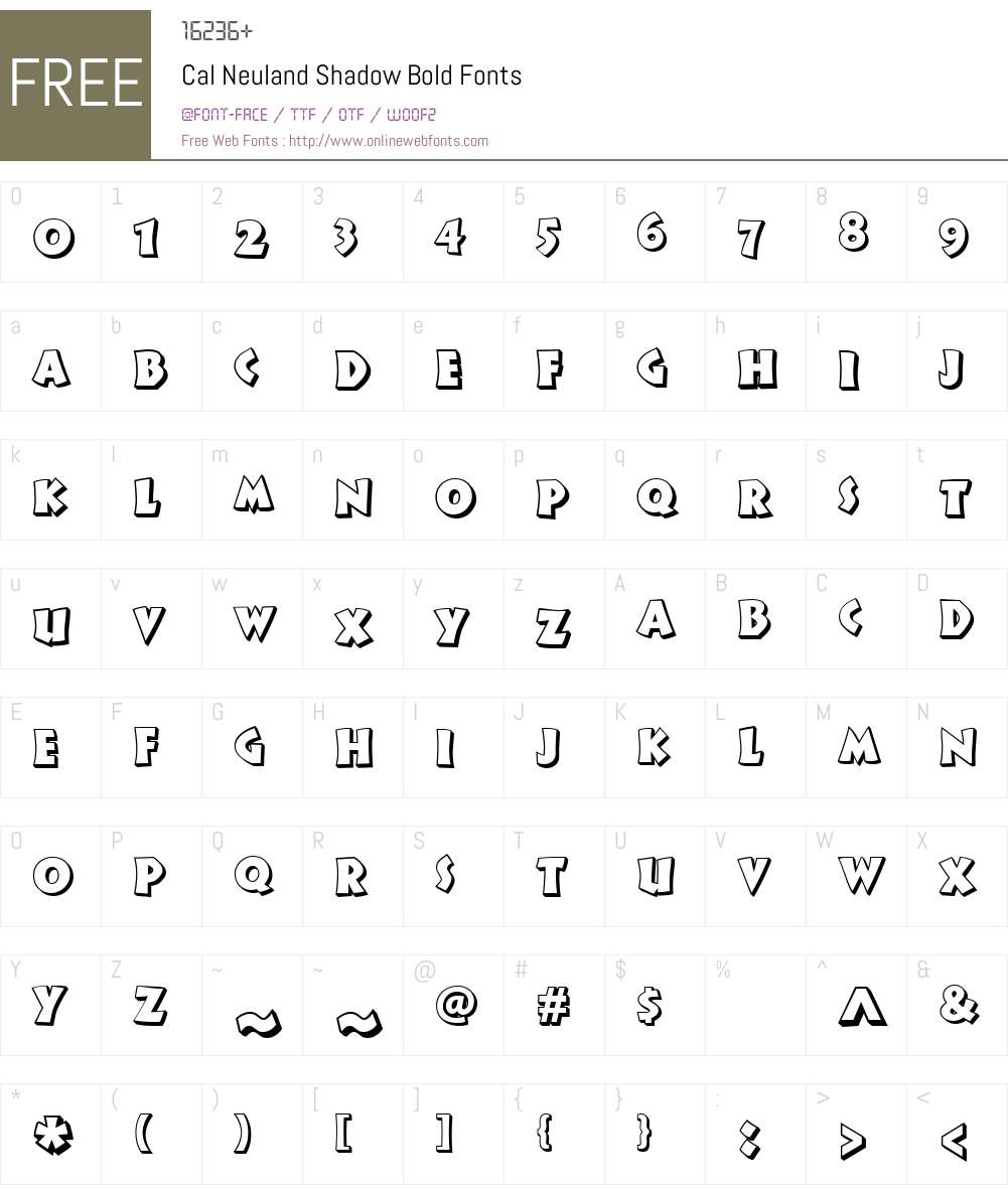 CalNeulandShadow-Bold Font Screenshots