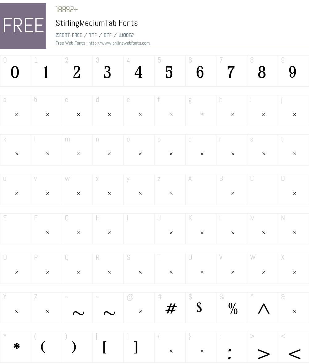 StirlingMediumTab Font Screenshots