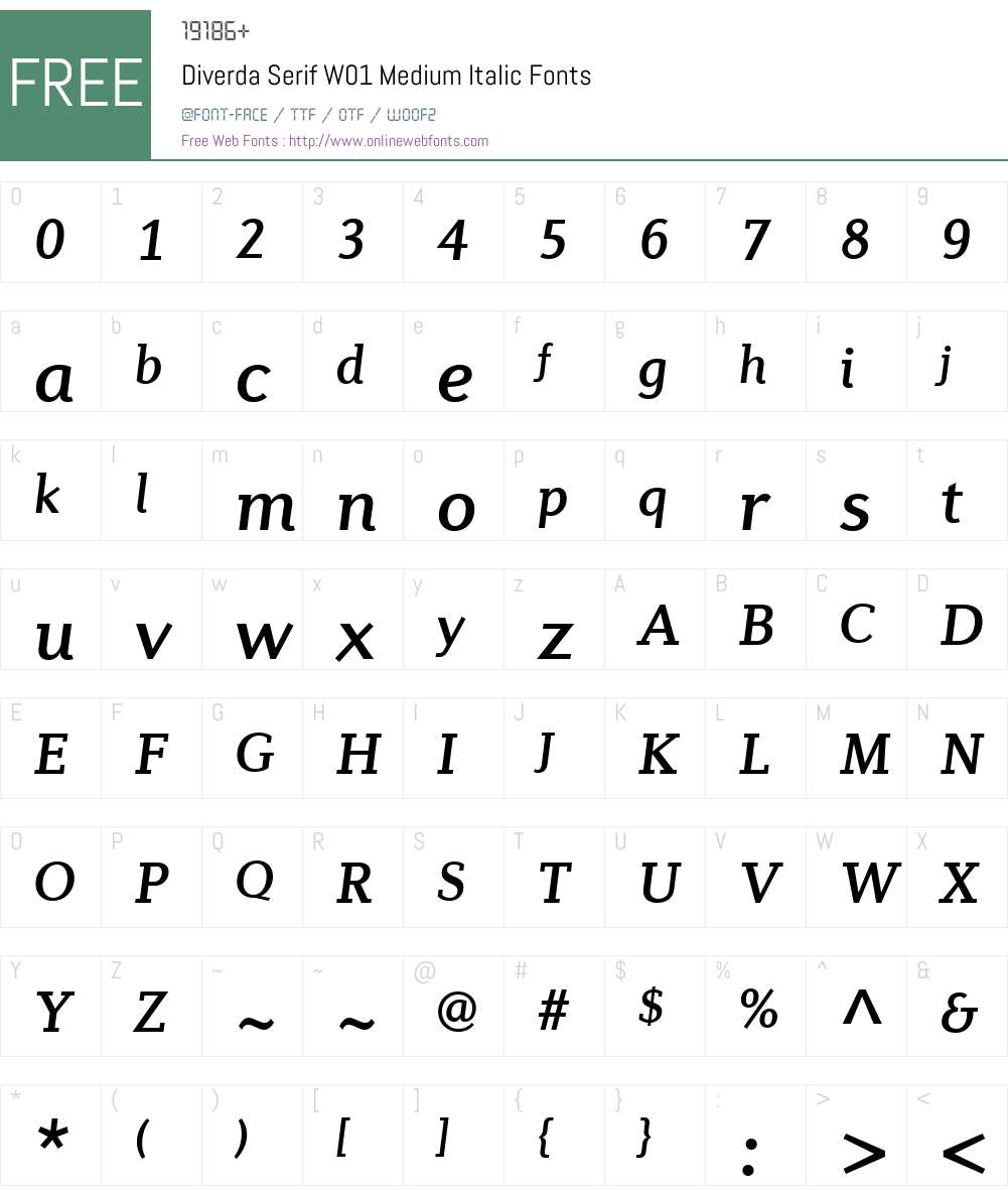 DiverdaSerifW01-MediumIt Font Screenshots