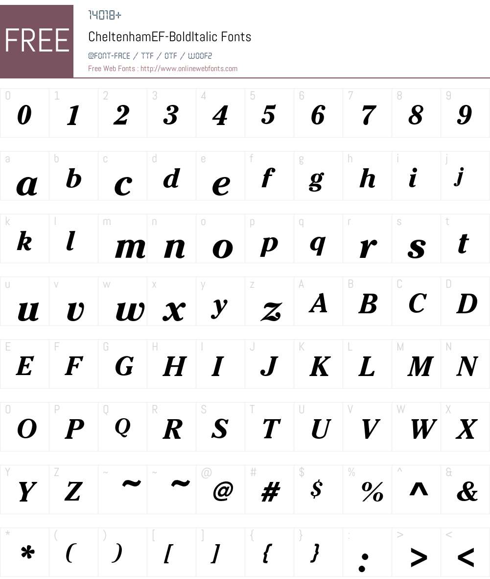 CheltenhamEF-BoldItalic Font Screenshots