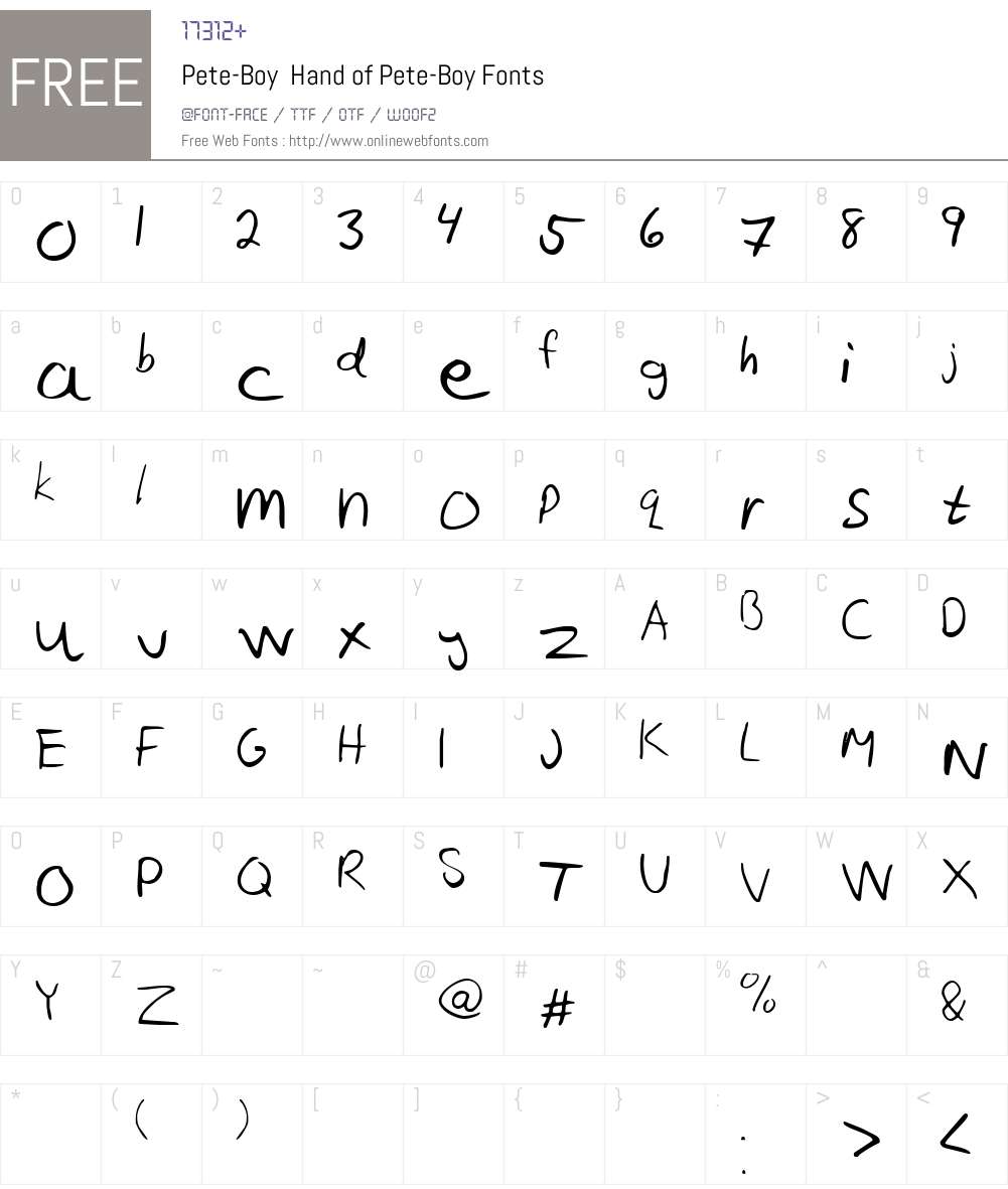Pete-Boy Hand of Pete-Boy Font Screenshots