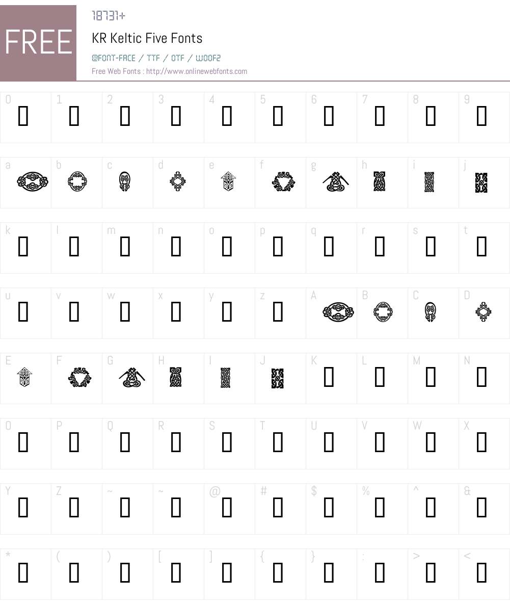 KR Keltic Five Font Screenshots