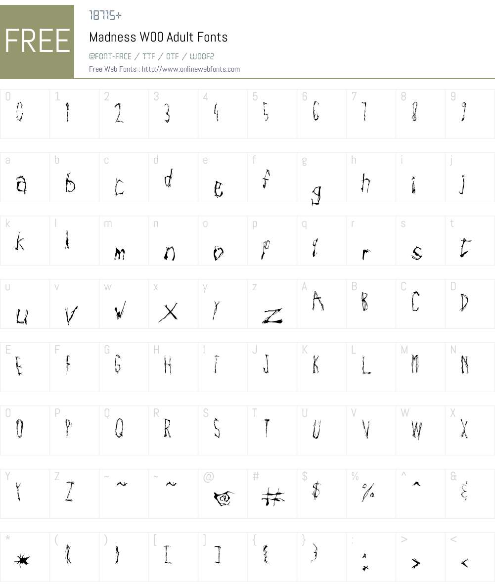MadnessW00-Adult Font Screenshots