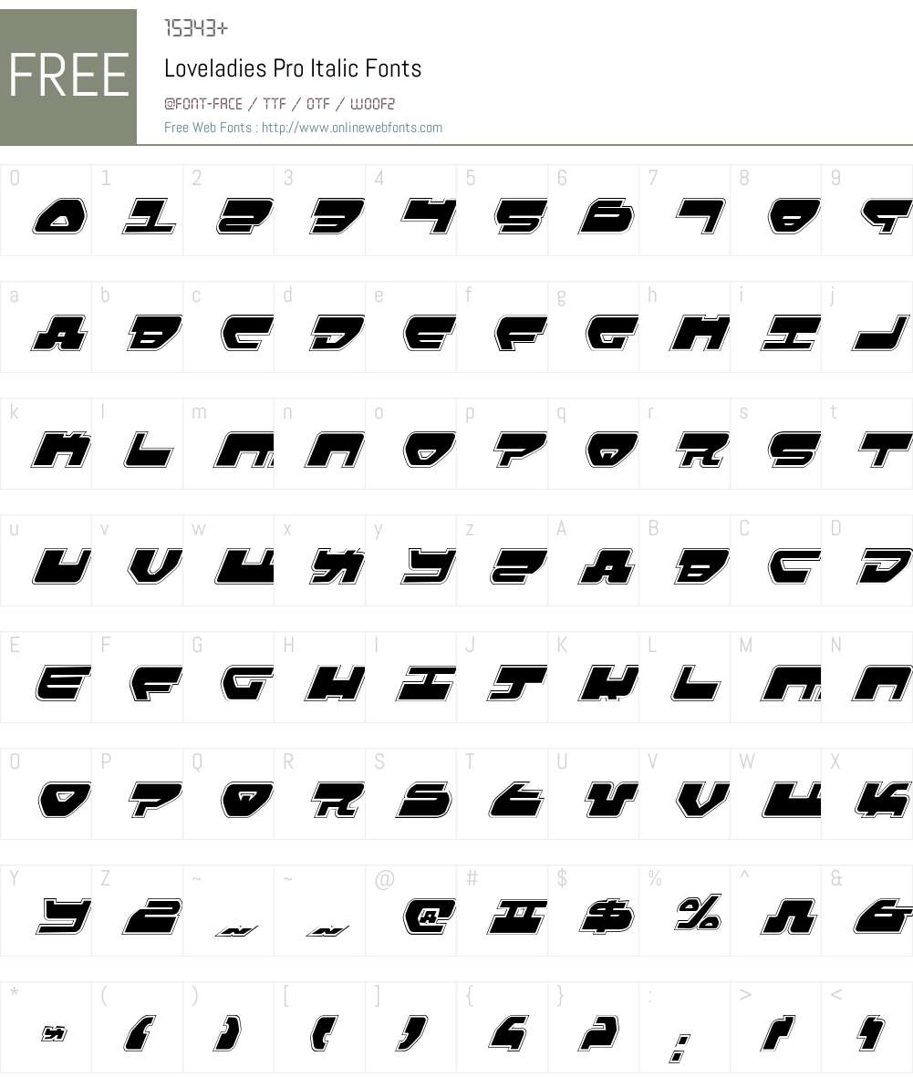 Loveladies Pro Italic Font Screenshots