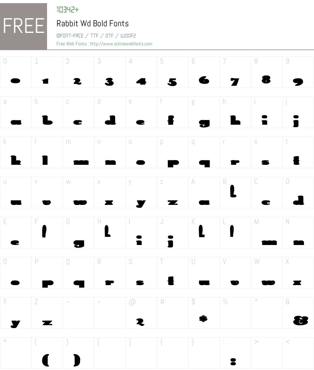 Rabbit Wd bold Font Screenshots