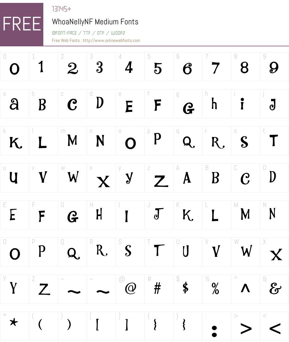 WhoaNellyNF Font Screenshots