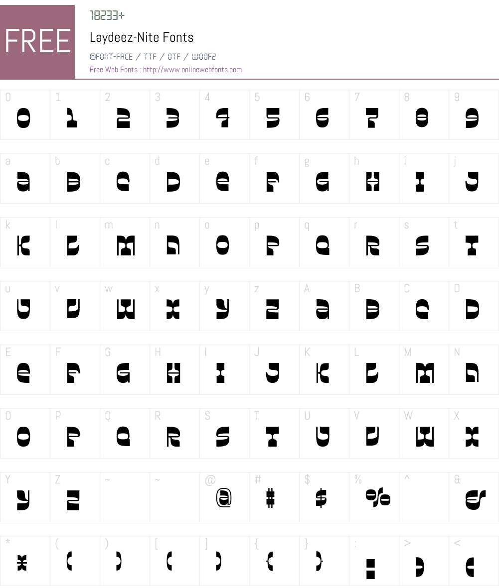 Laydeez-Nite Font Screenshots