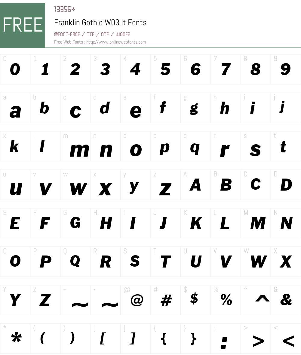 Franklin Gothic Font Screenshots