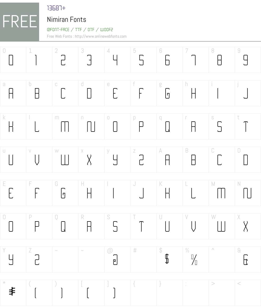 Nimiran Font Screenshots