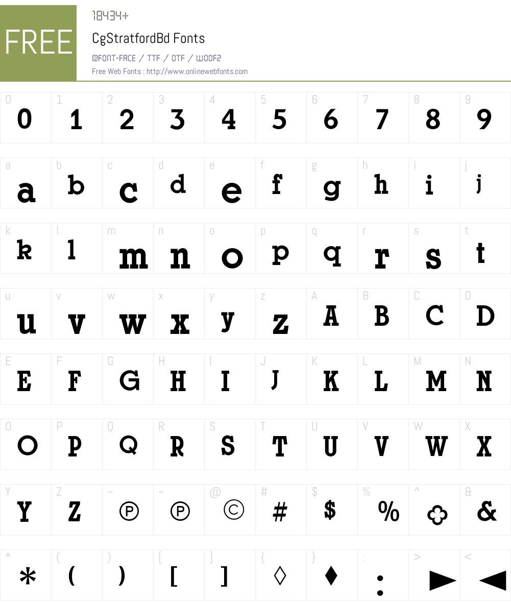 CgStratfordBd Font Screenshots