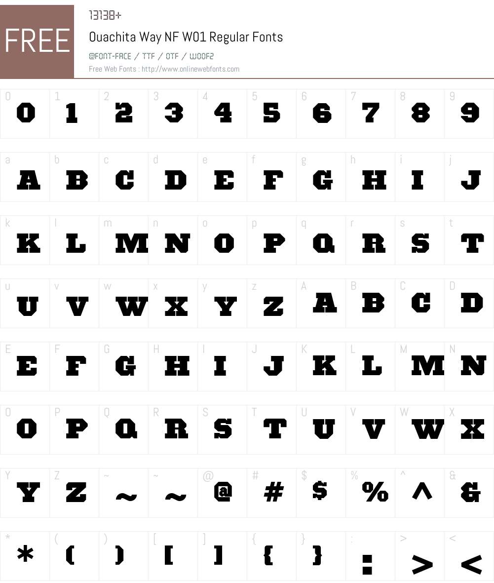 OuachitaWayNFW01-Regular Font Screenshots