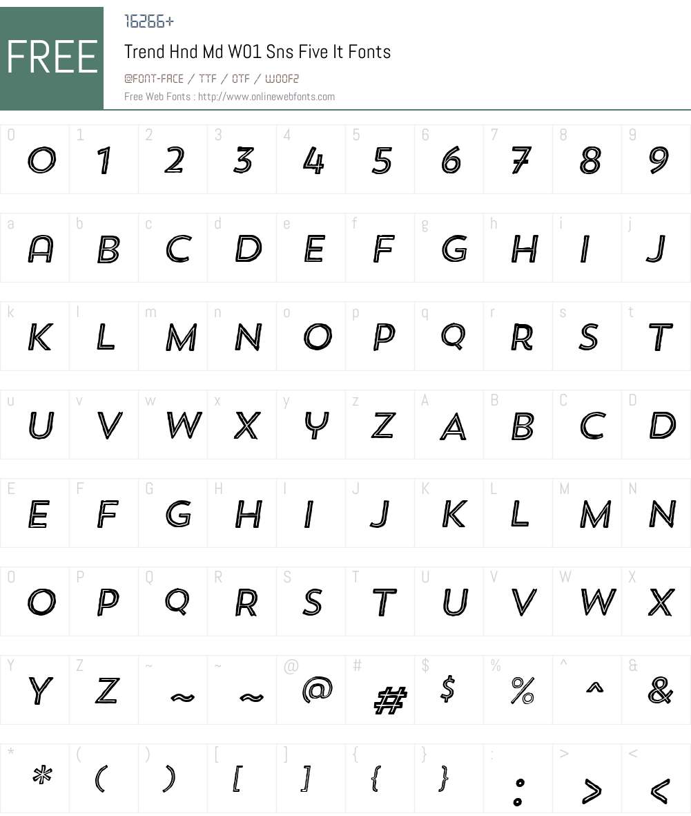 TrendHndMdW01-SnsFiveIt Font Screenshots