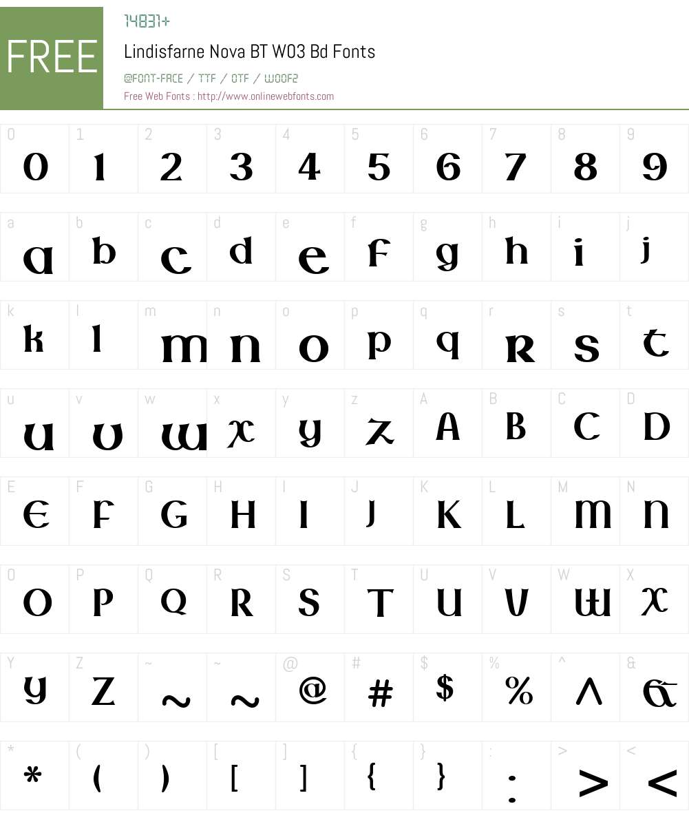 Lindisfarne Nova BT Font Screenshots