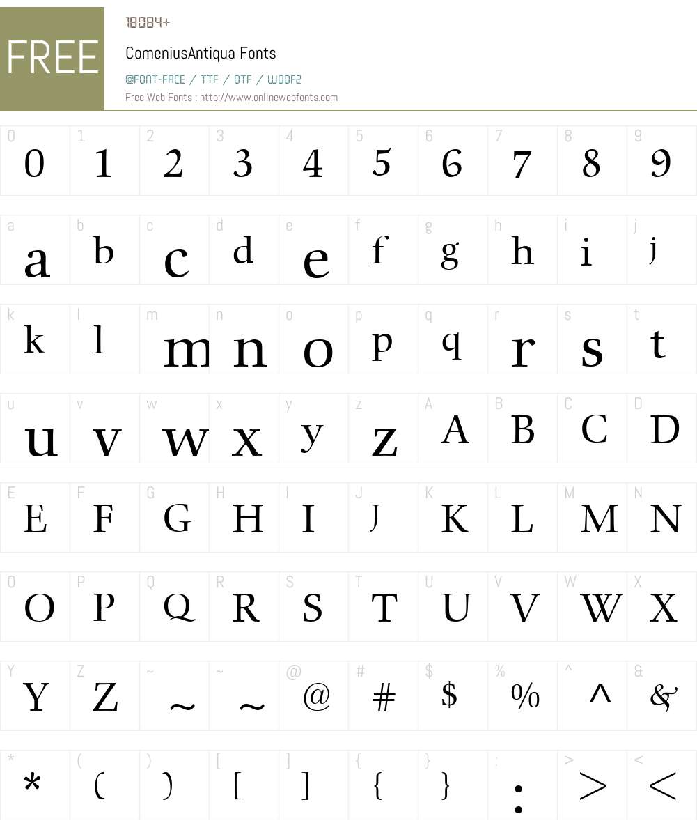 ComeniusAntiqua Font Screenshots