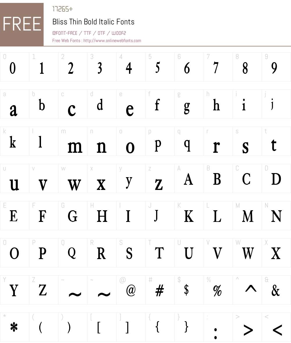 Bliss Thin Font Screenshots