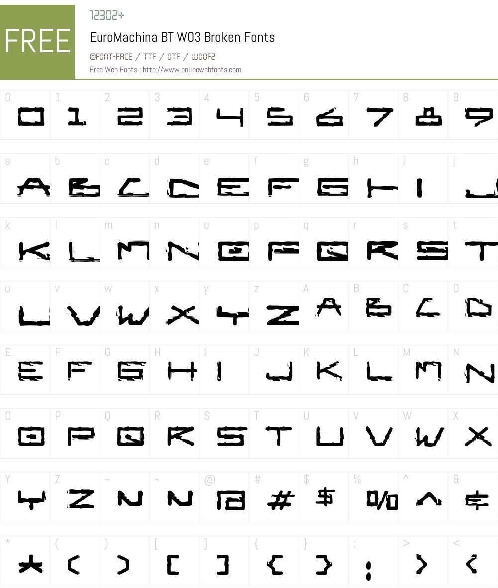 EuroMachina BT Font Screenshots