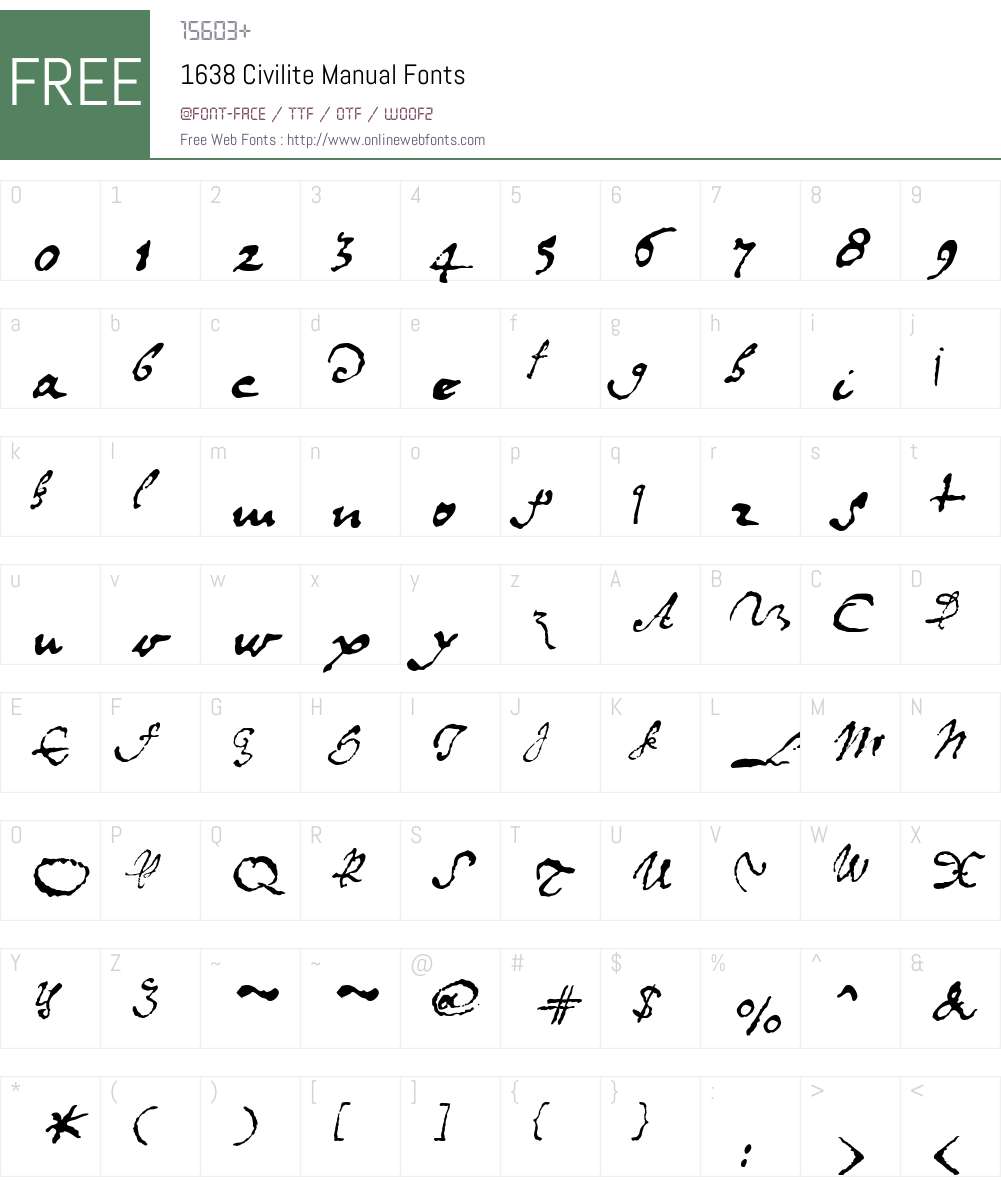 1638CiviliteManual Font Screenshots