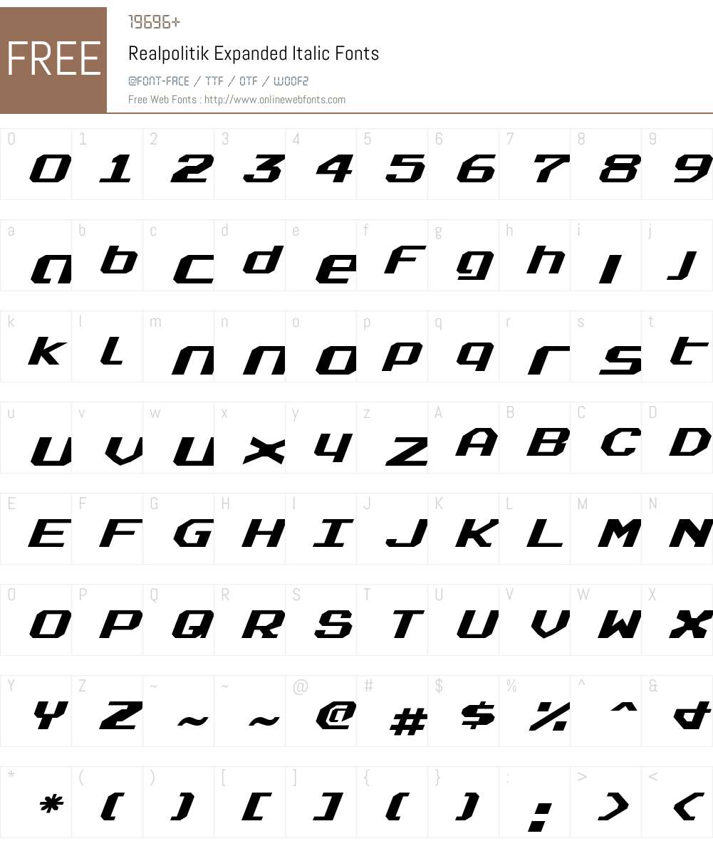 Realpolitik Expanded Italic Font Screenshots