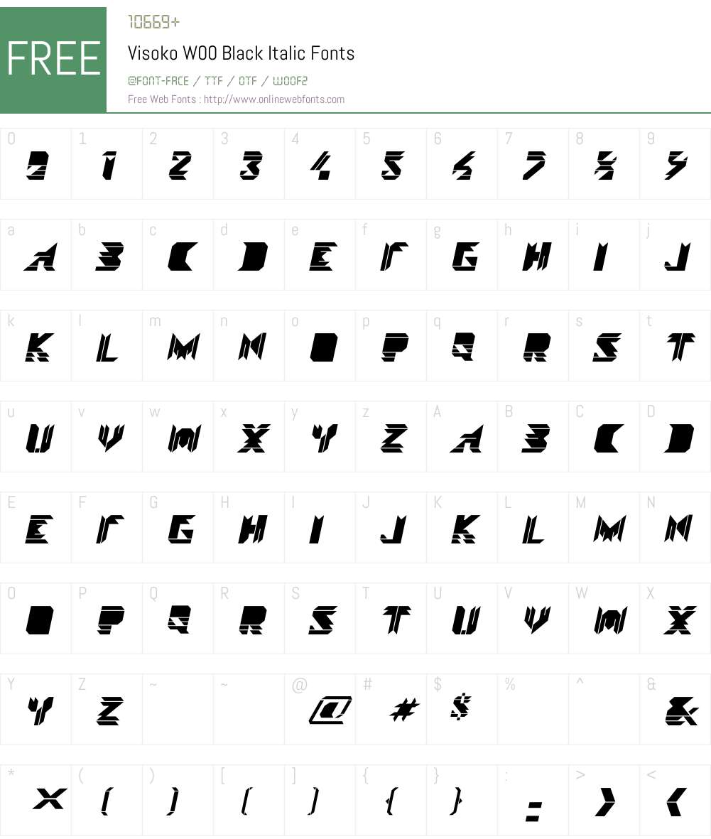 VisokoW00-BlackItalic Font Screenshots