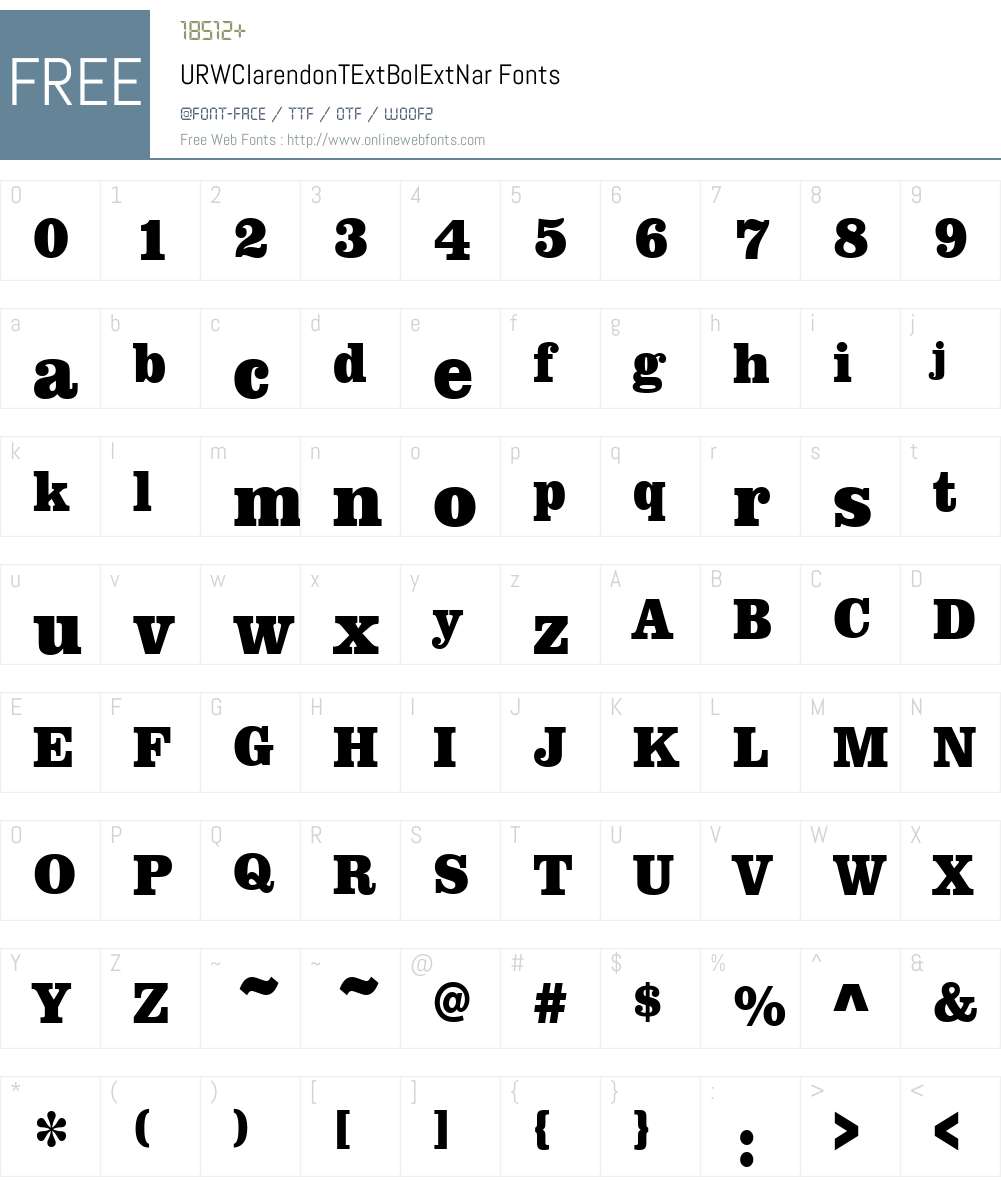 URWClarendonTExtBolExtNar Font Screenshots