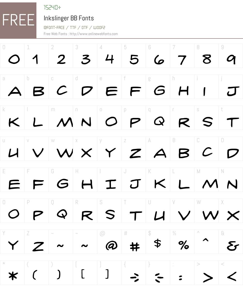 InkslingerBB Font Screenshots