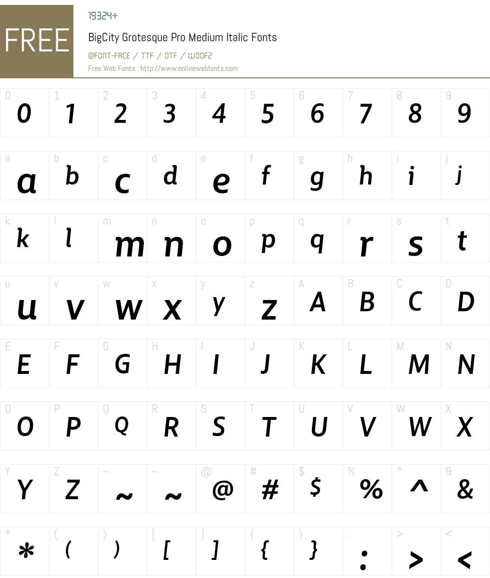 BigCityGrotesquePro-MediumIt Font Screenshots