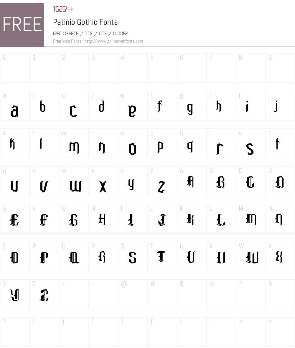 Patinio Gothic Font Screenshots