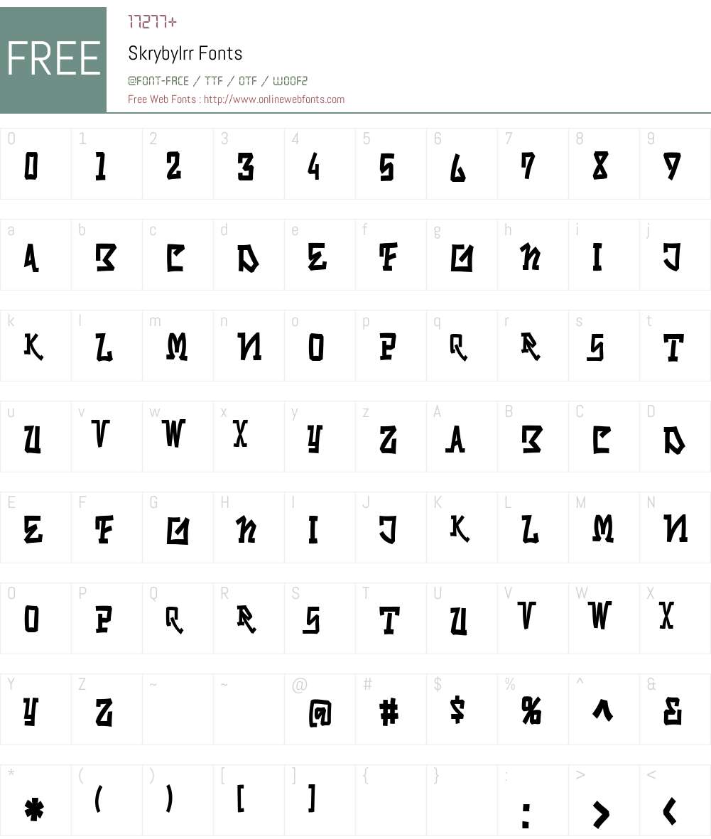 Skrybylrr Font Screenshots