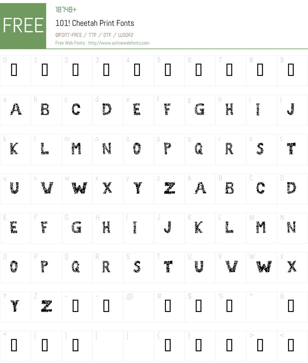 101! Cheetah Print Font Screenshots
