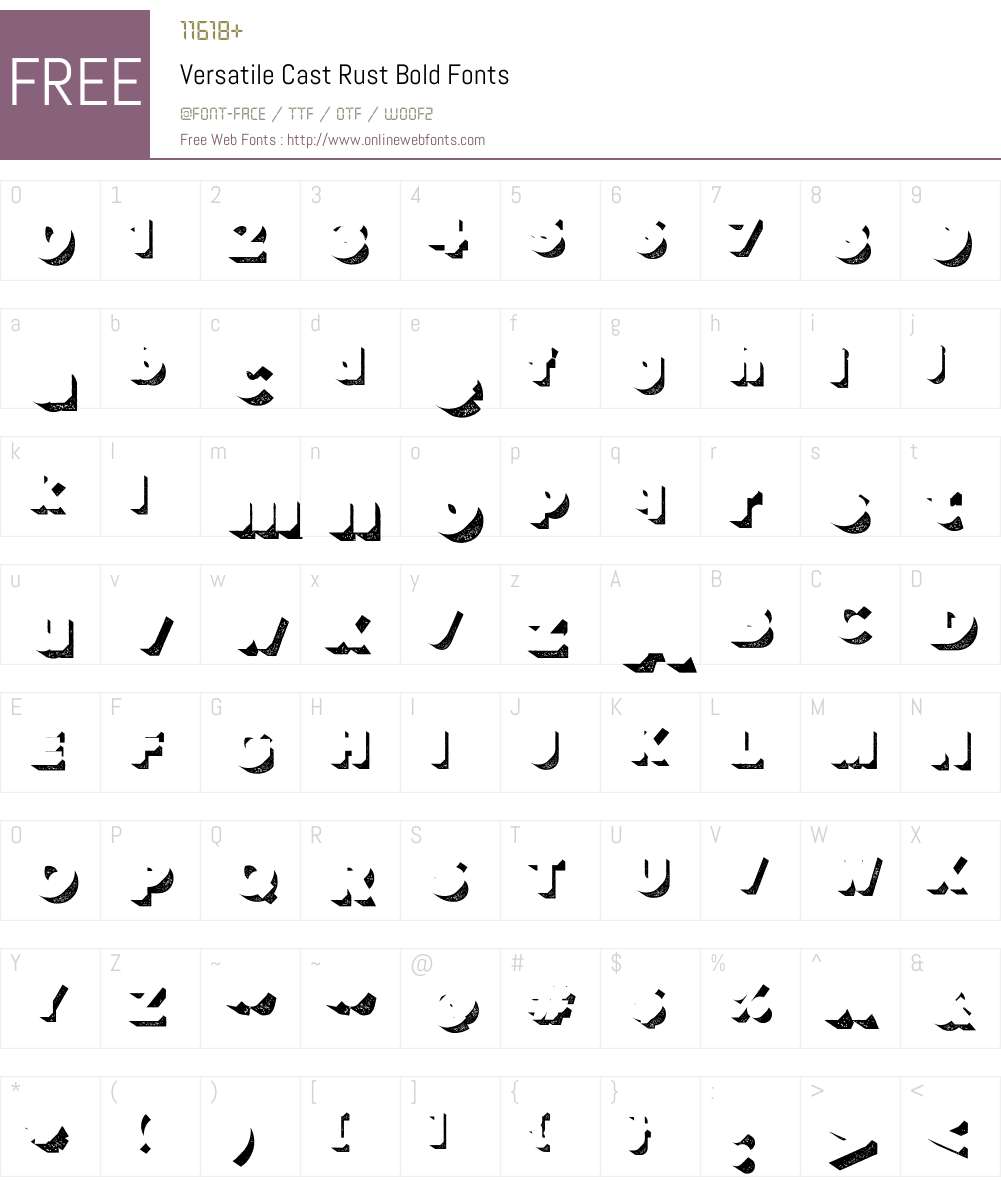 Versatile Cast Rust Font Screenshots