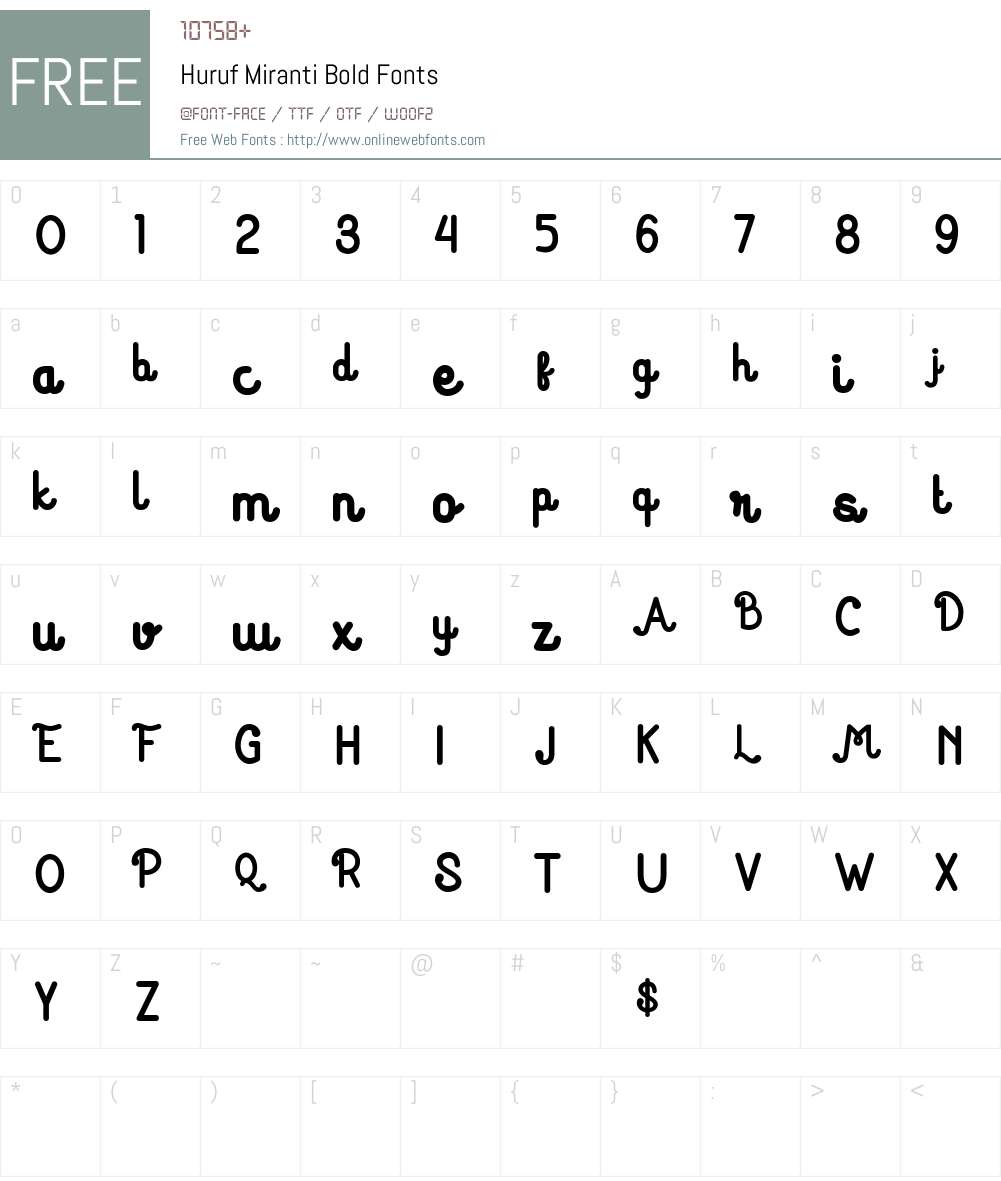 Huruf Miranti Bold Font Screenshots