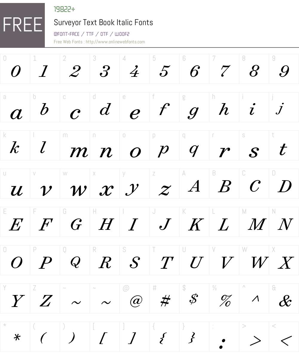 Surveyor Text Book Font Screenshots