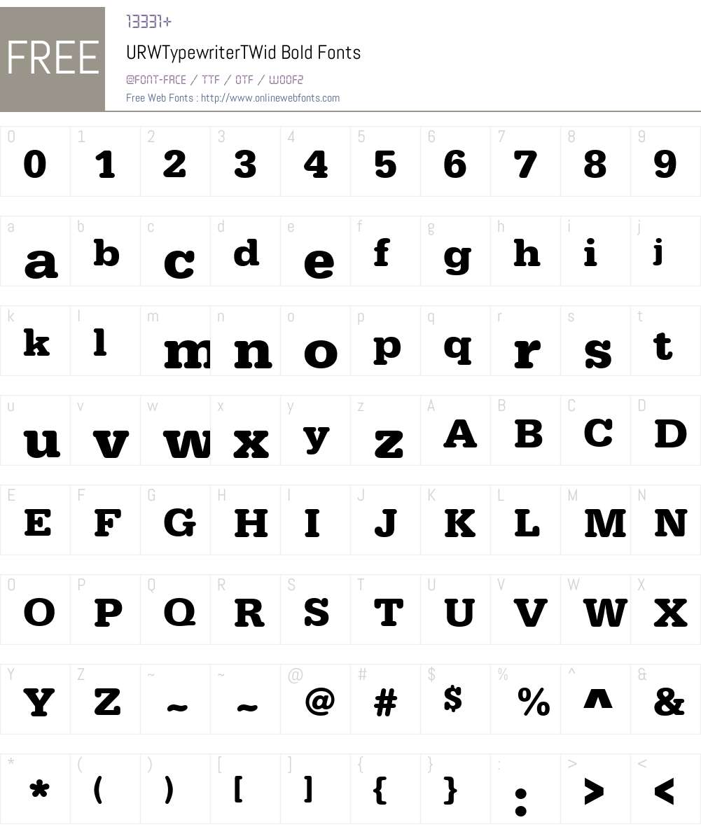 URWTypewriterTWid Font Screenshots