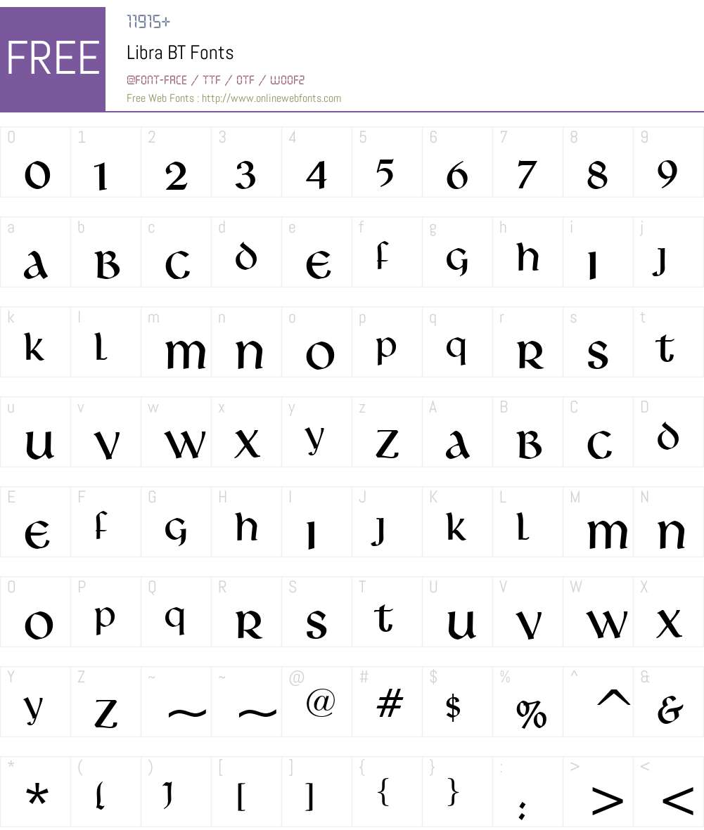 Libra BT Font Screenshots