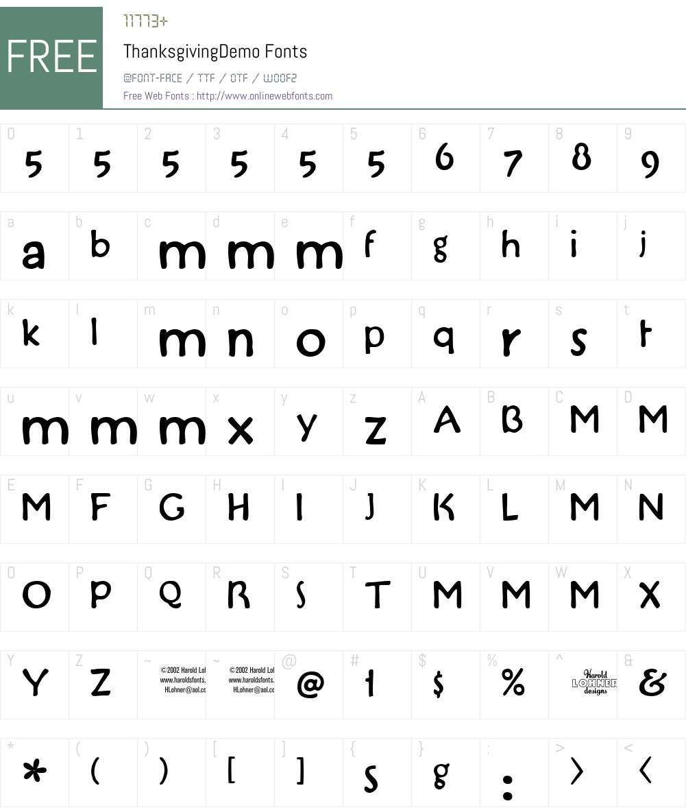 ThanksgivingDemo Font Screenshots