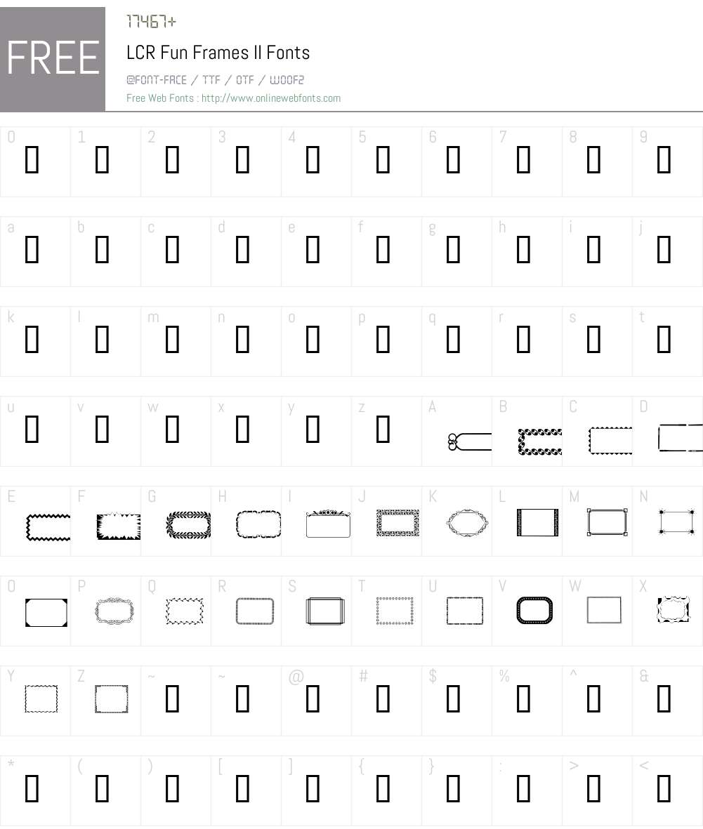 LCR Fun Frames II Font Screenshots