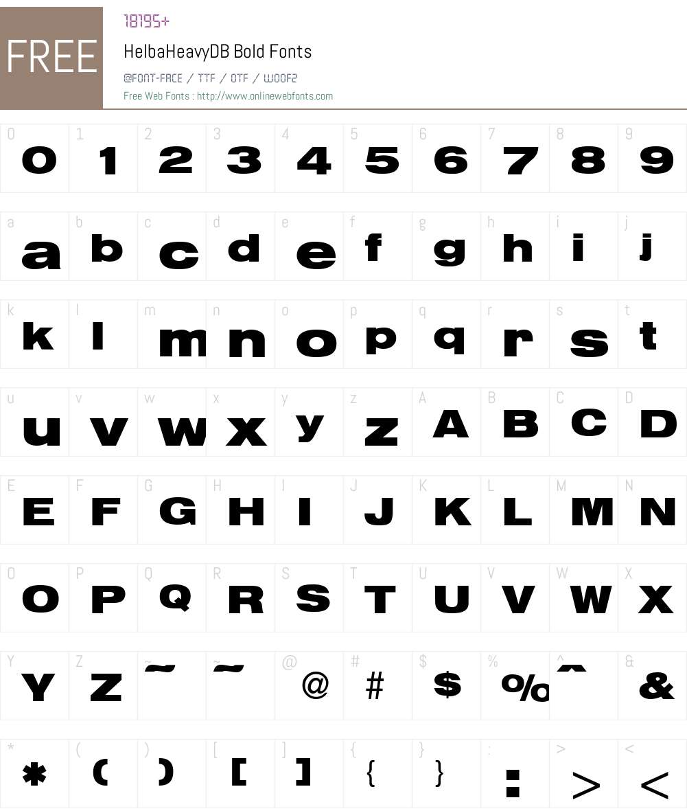 HelbaHeavyDB Font Screenshots
