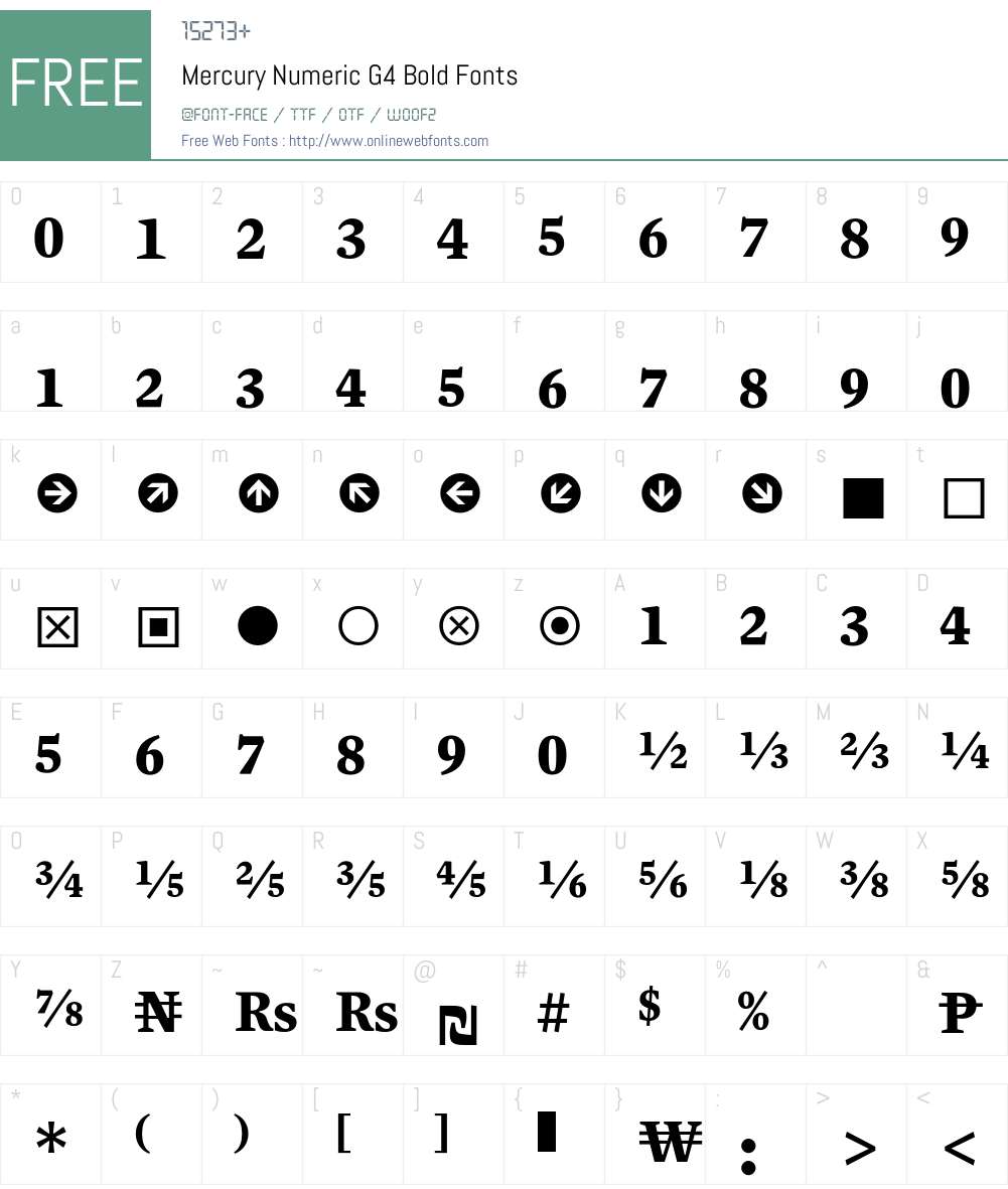 Mercury Numeric G4 Font Screenshots