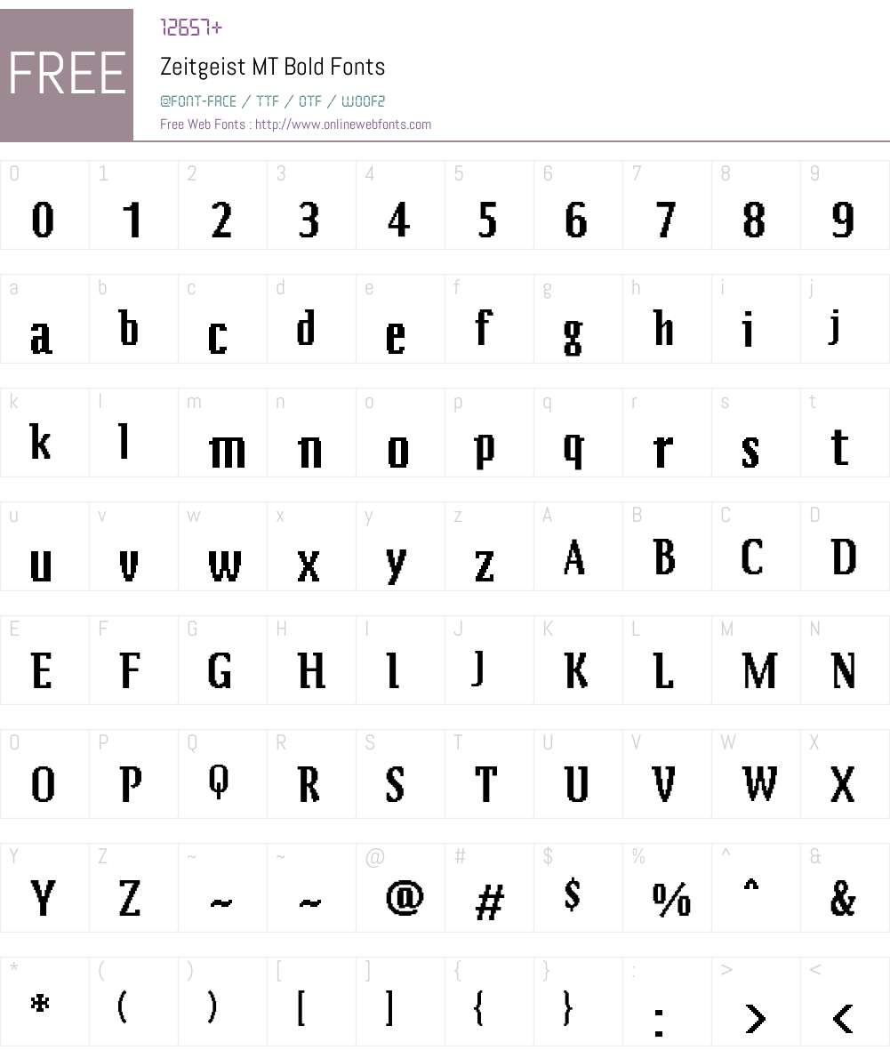 Zeitgeist MT Font Screenshots