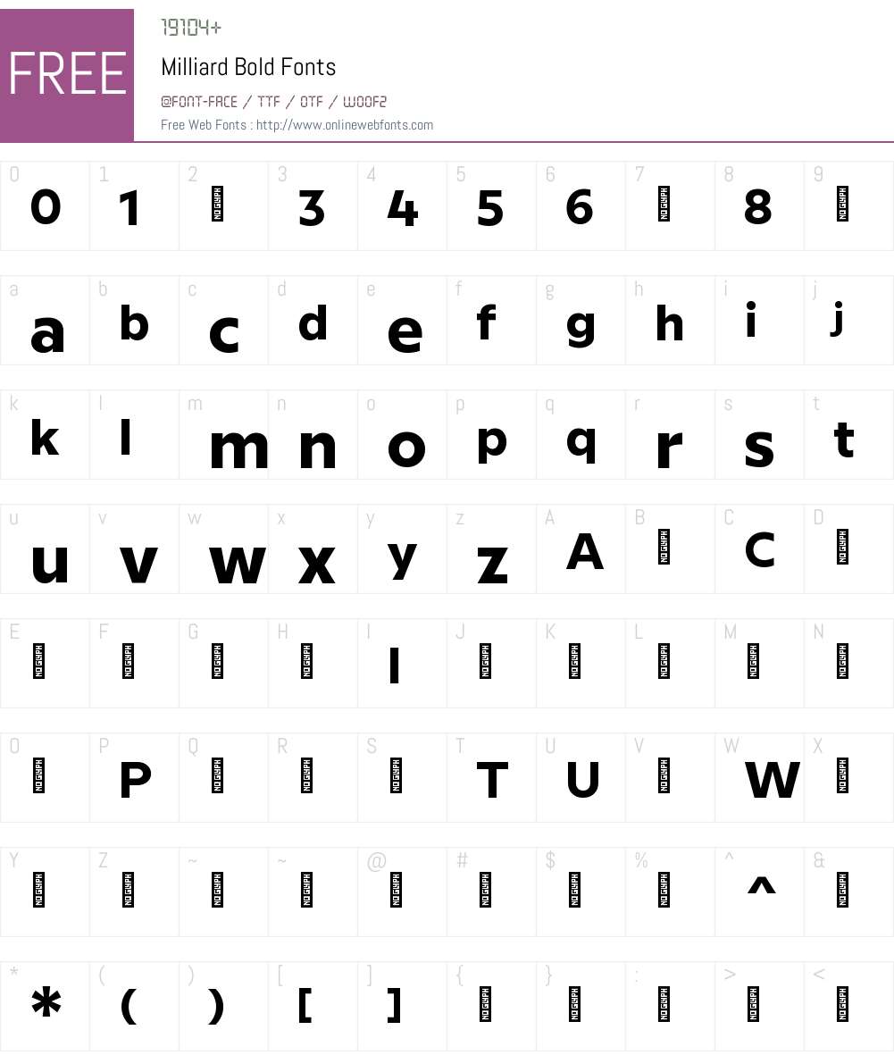 Milliard-Bold Font Screenshots