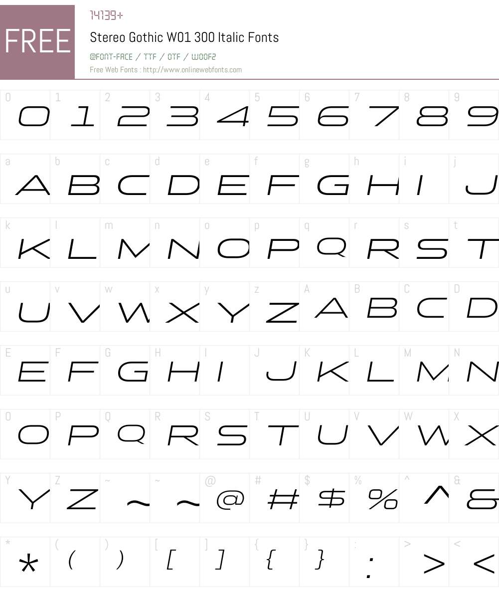 StereoGothicW01-300Italic Font Screenshots