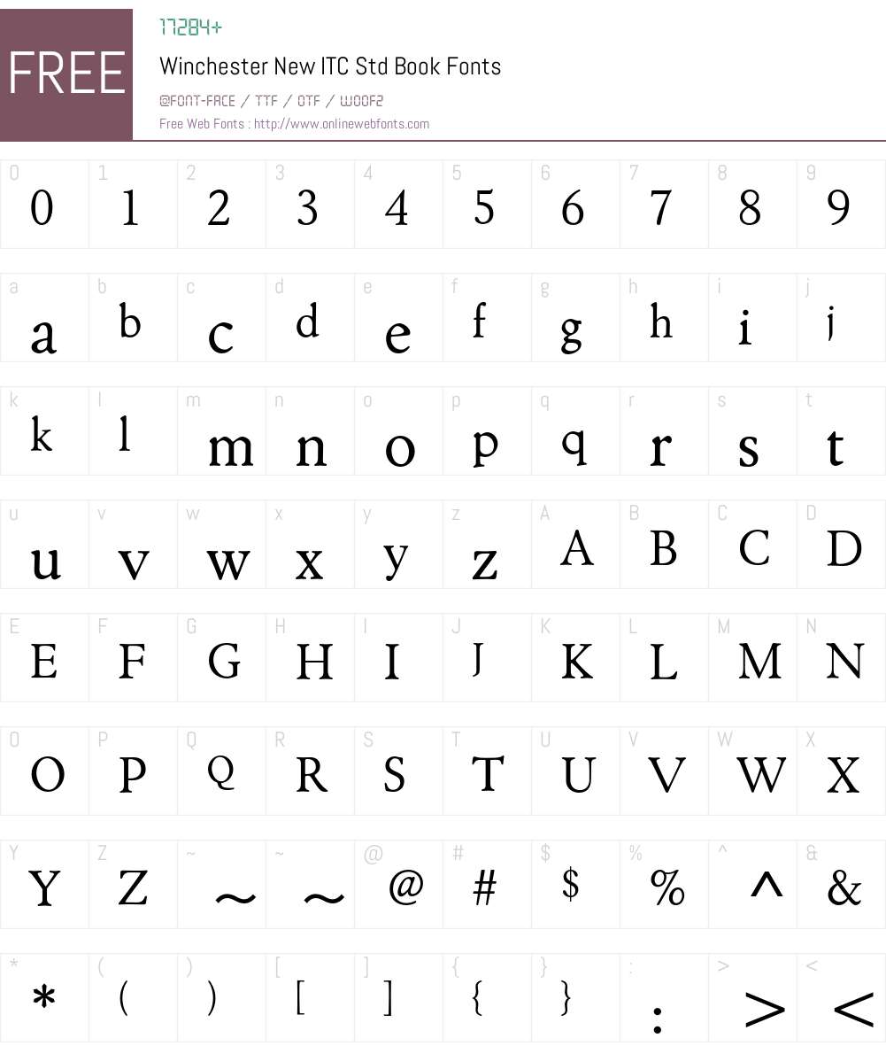 Winchester New ITC Std Font Screenshots
