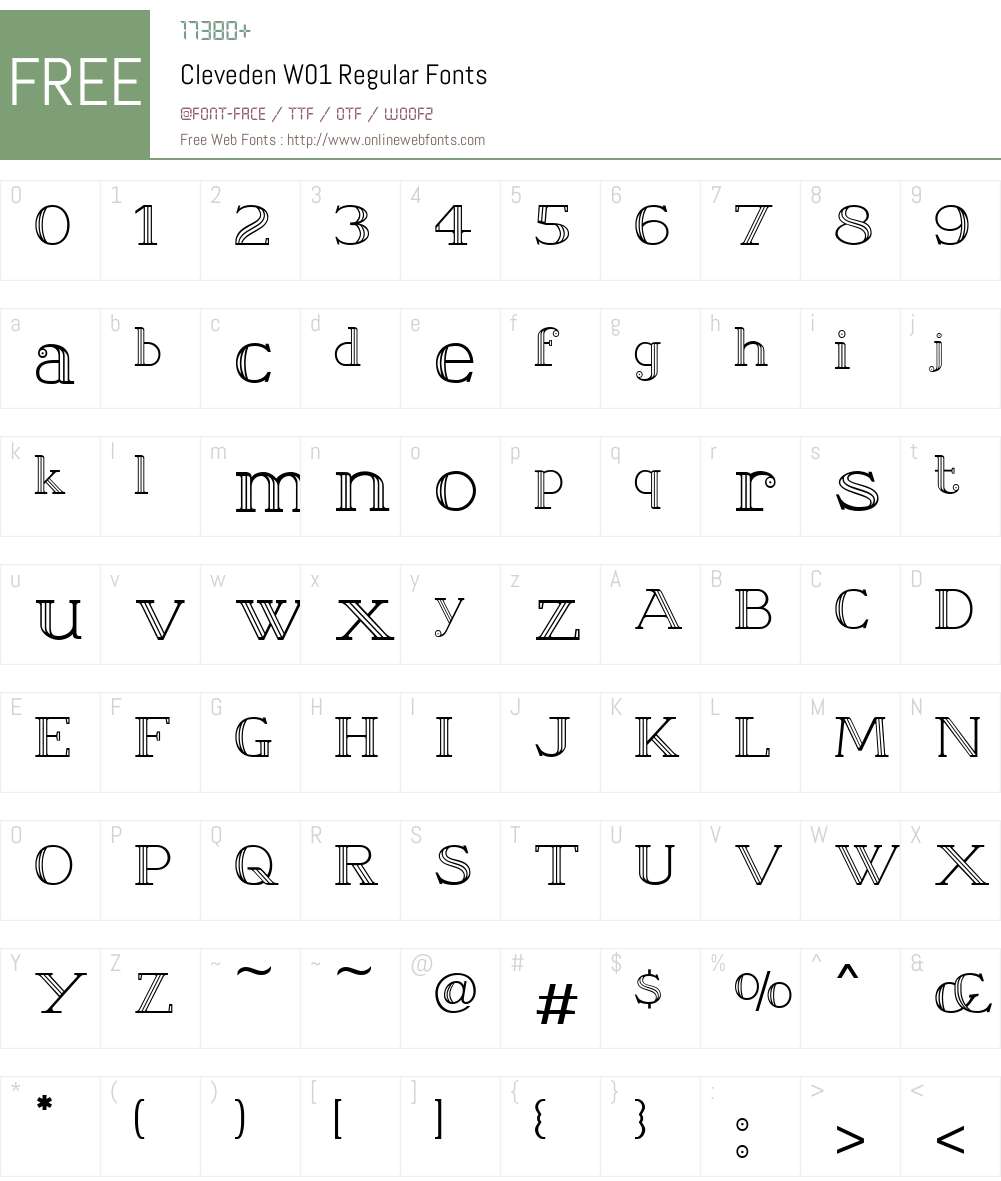 ClevedenW01-Regular Font Screenshots