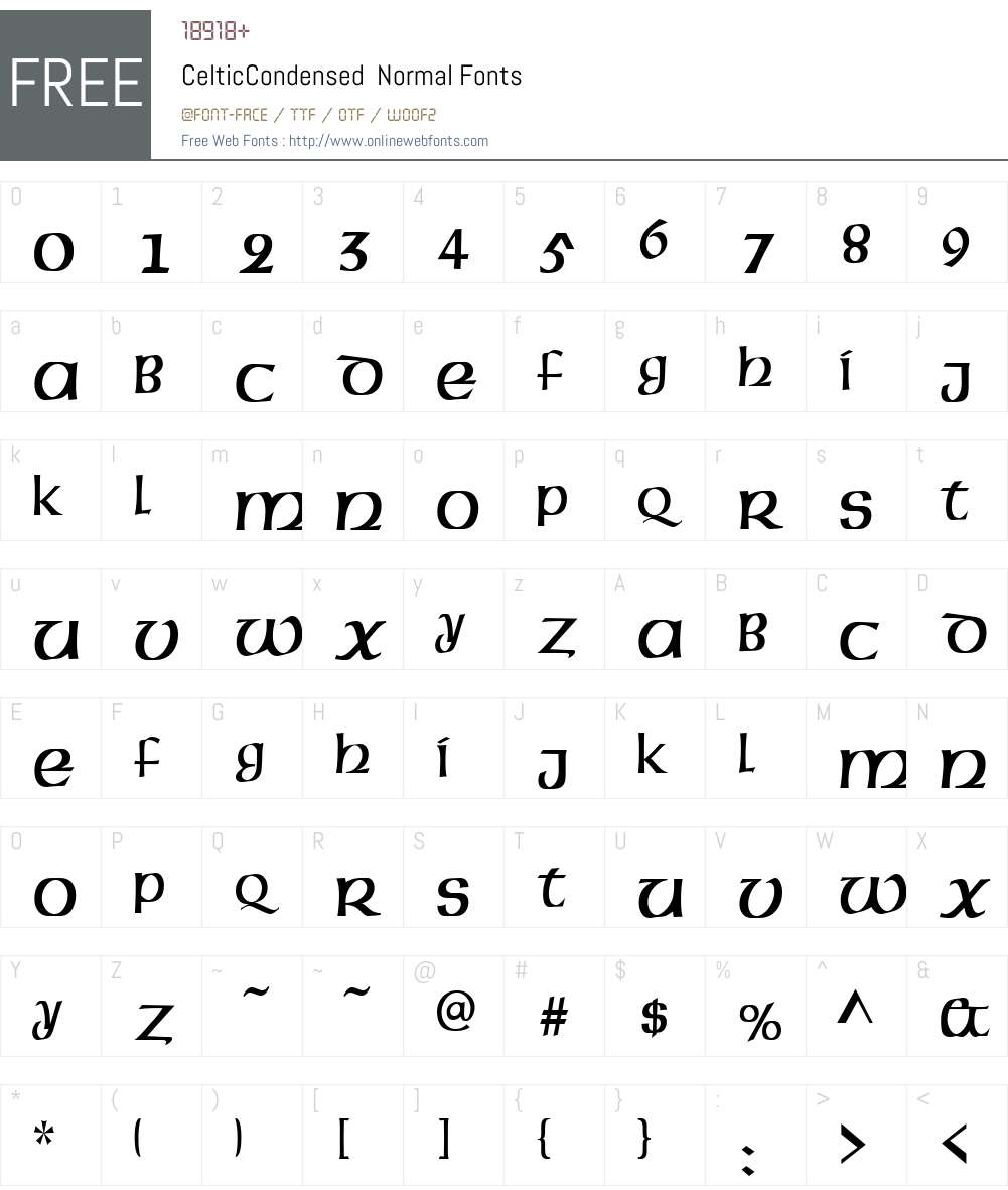 CelticCondensed Font Screenshots