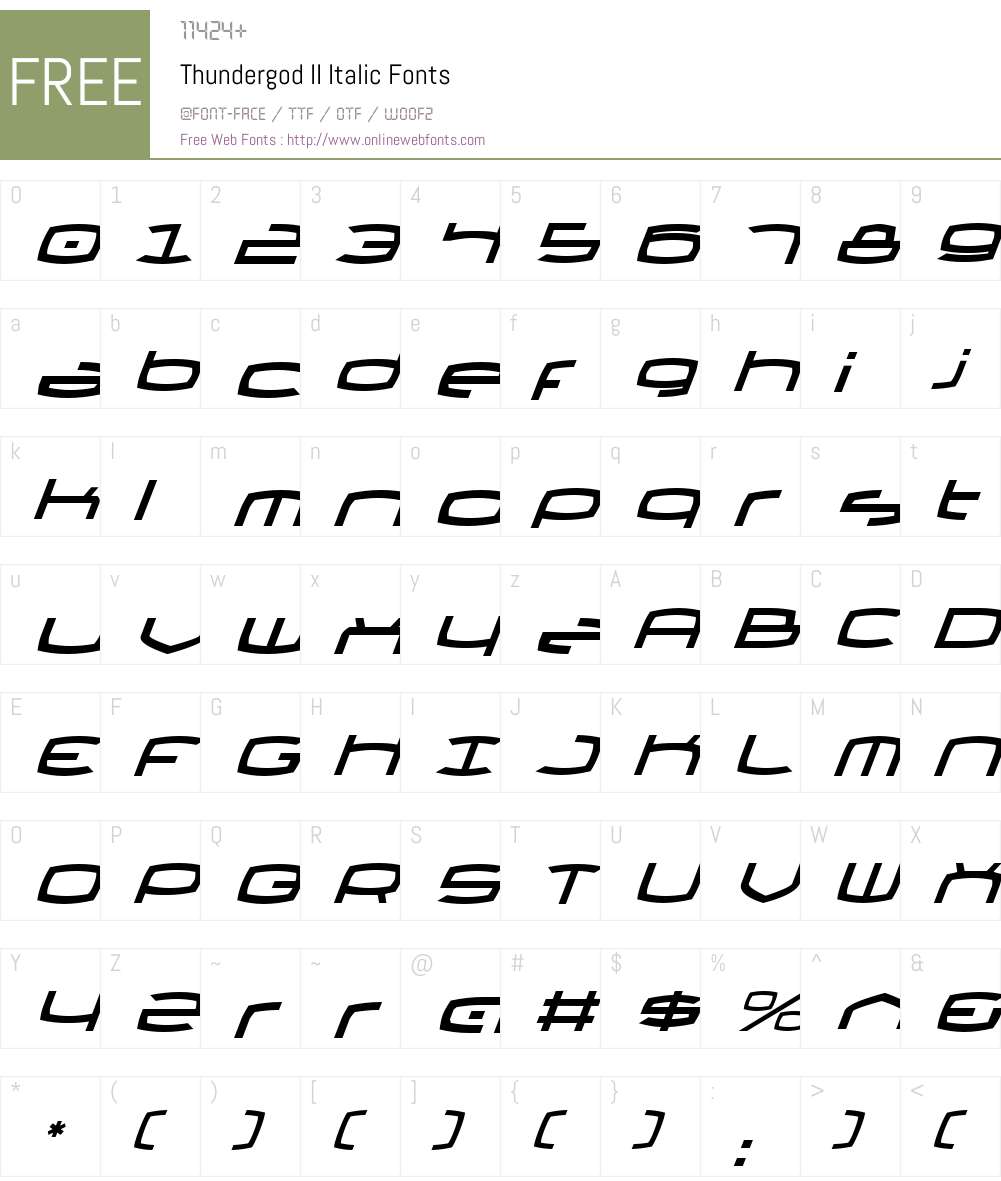 Thundergod II Italic Font Screenshots